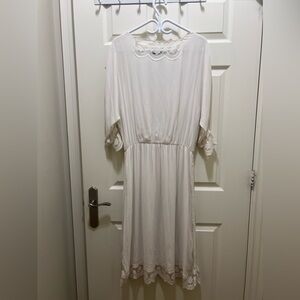 Zara long white creamy dress with lace details
